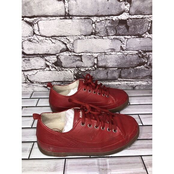 FitFlop Supertone Blaze Red Leather Comfort Sneakers Shoes 114-002 Women Sz 5M - Picture 3 of 16